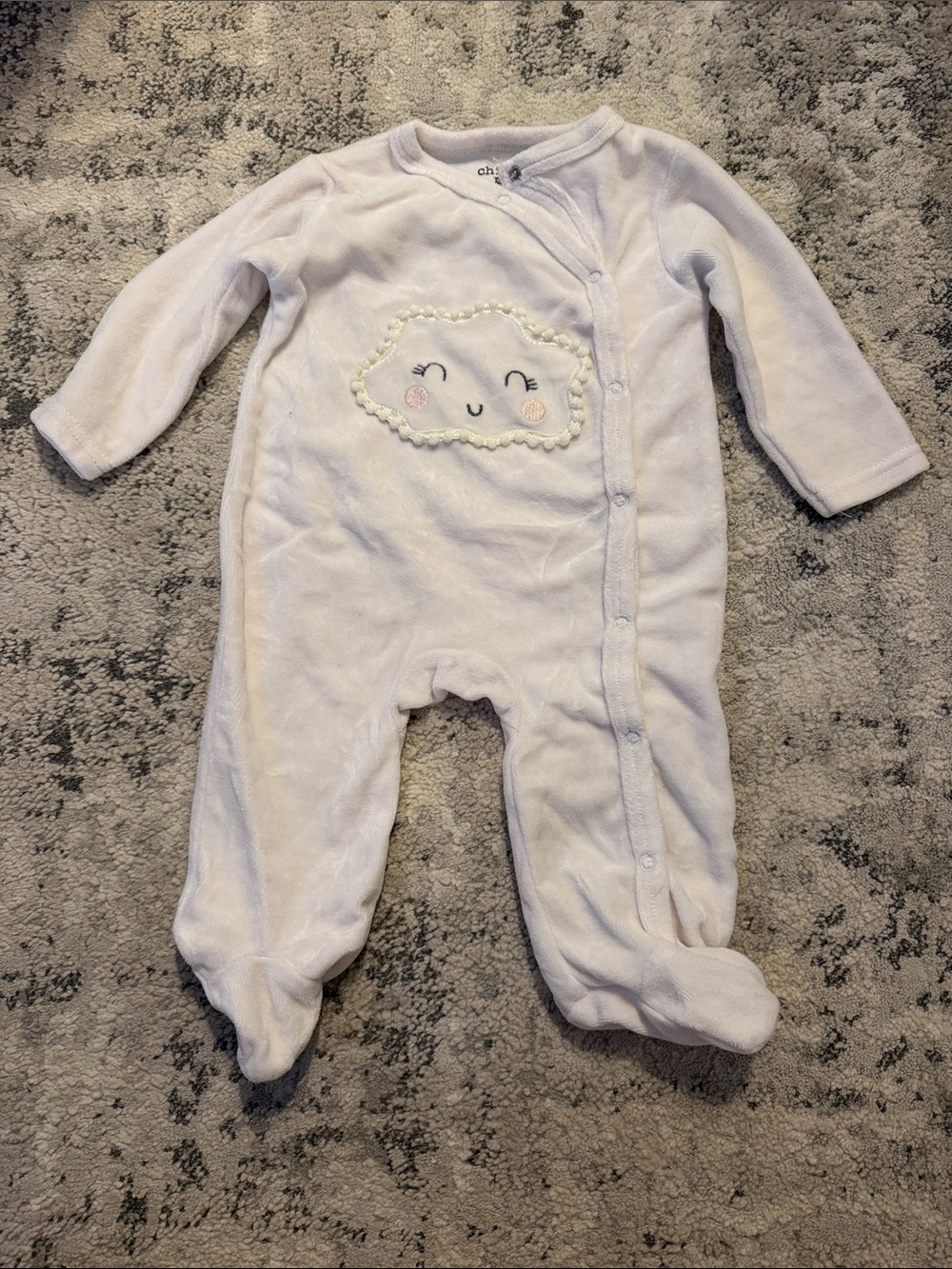 chick pea White Cloud Applique Footed Pajamas